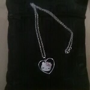 YES 💲3⃣⏩▶Silver Heart Pendant Necklace Hello Kitty